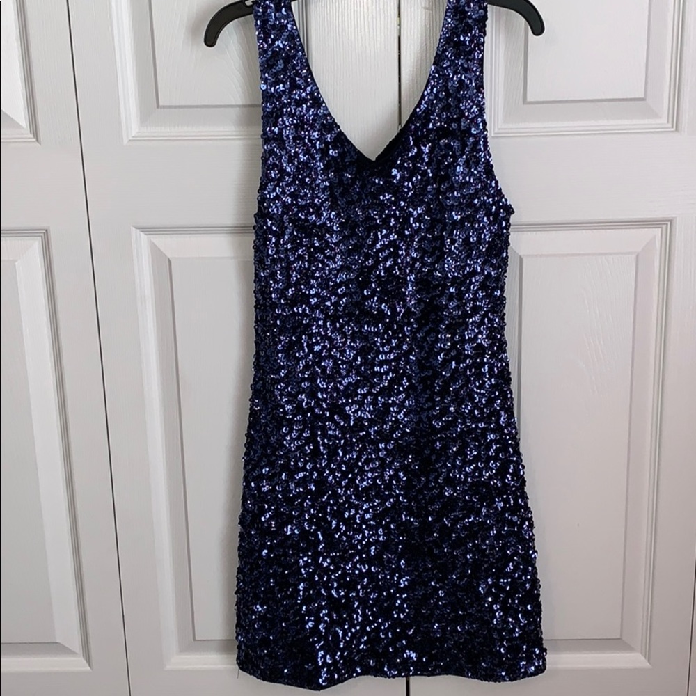 Blue Sequin Party Dress